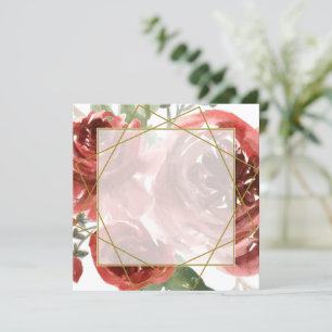 Faire-part de mariage rose rouge et or vierge