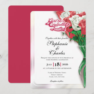 Faire-part de mariage Rose Rouge - Lettre Rouge 1