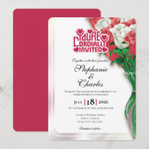 Faire-part de mariage Rose Rouge - Lettre Rouge 3