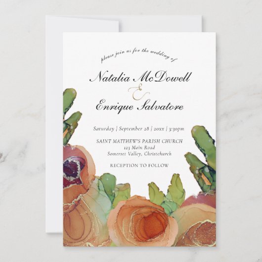 Faire-part de mariage Rose rustique (Devant)