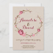 Faire-part de mariage Rose rustique (Devant)