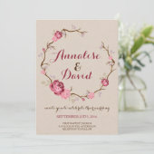 Faire-part de mariage Rose rustique (Debout devant)