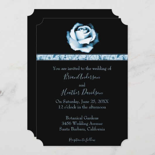 Faire-part de mariage Rose Sapphire (Devant / Derrière)