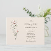 Faire-part de mariage rose sauvage aquarelle (Debout devant)