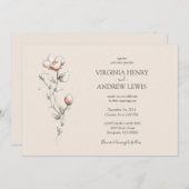 Faire-part de mariage rose sauvage aquarelle (Devant / Derrière)