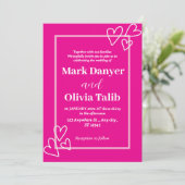 Faire-part de mariage rose / simple romantique (Debout devant)
