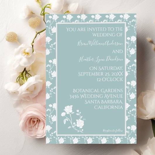 Faire-part de mariage Rose turquoise