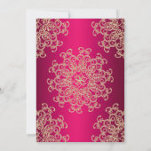 Faire-part de mariage rose vif et or de style indi (Dos)