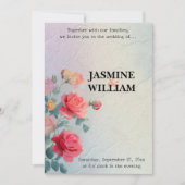 🌹 Faire-part de mariage Rose Vintage 💍 🕊️ (Devant)
