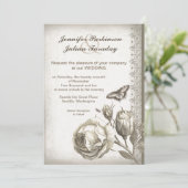 faire-part de mariage rose vintage (Debout devant)