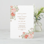 Faire-part de mariage Rose vintage (Debout devant)