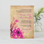 Faire-part de mariage rose vintage (Debout devant)