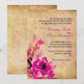 Faire-part de mariage rose vintage (Devant / Derrière)