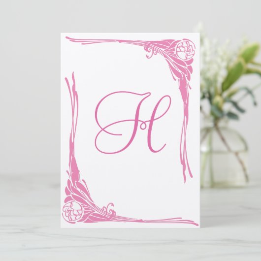 Faire-part de mariage rose vintage (Debout devant)