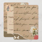 Faire-part de mariage Rose Vintage (Devant / Derrière)