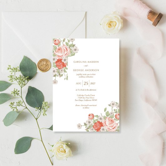 Faire-part de mariage Rose vintage
