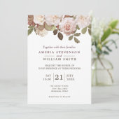 Faire-part de mariage Rose vintage (Debout devant)