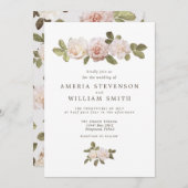 Faire-part de mariage Rose vintage (Devant / Derrière)