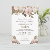 Faire-part de mariage Rose vintage (Debout devant)