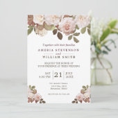 Faire-part de mariage Rose vintage (Debout devant)