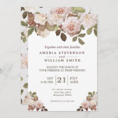 Faire-part de mariage Rose vintage (Devant / Derrière)