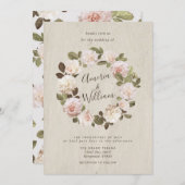 Faire-part de mariage Rose vintage (Devant / Derrière)