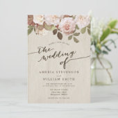 Faire-part de mariage Rose vintage (Debout devant)