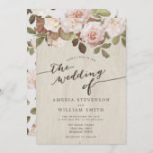 Faire-part de mariage Rose vintage (Devant / Derrière)