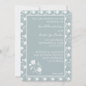 Faire-part de mariage Rose Vintage bleu Dusty (Devant)