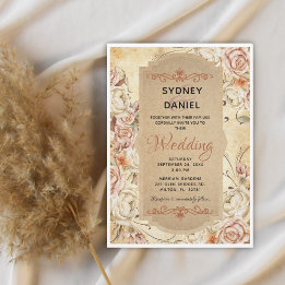 Faire-part de mariage Rose vintage d'automne