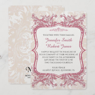 Faire-part de mariage rose vintage de pivoine
