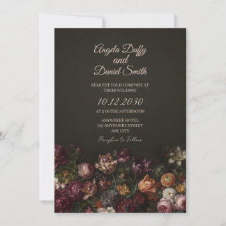 Faire-part de mariage Rose Vintage Noir