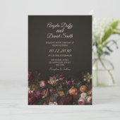 Faire-part de mariage Rose Vintage Noir (Debout devant)