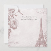 Faire-part de mariage Rose vintage Tour Eiffel (Dos)