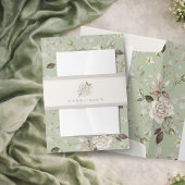Faire-part de mariage Rose Vintage Vert Sauge