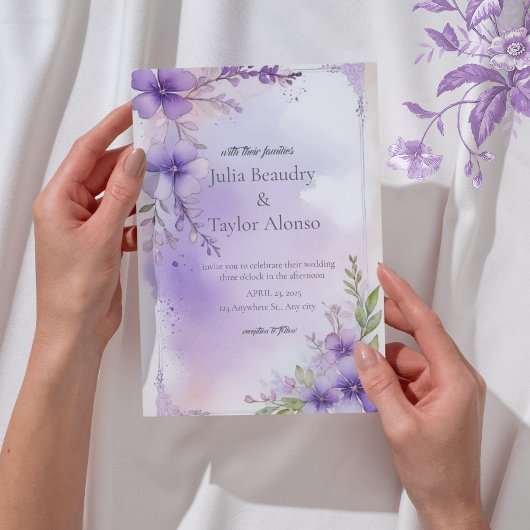 Faire-part de mariage Rose Violette Élégant