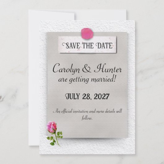 Faire-part de mariage Rosebud rose Save the Date (Devant)