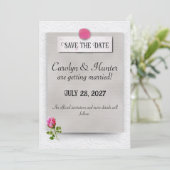 Faire-part de mariage Rosebud rose Save the Date (Debout devant)