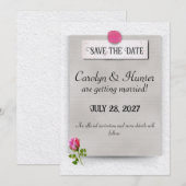 Faire-part de mariage Rosebud rose Save the Date (Devant / Derrière)