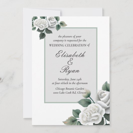 Faire-part de mariage Roses blanches (Devant)