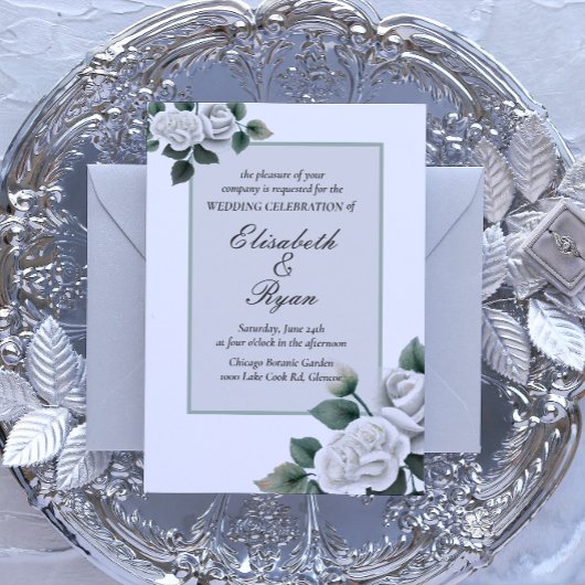 Faire-part de mariage Roses blanches