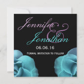 Faire-part de mariage Roses Bleu Violet Enregistre (Dos)