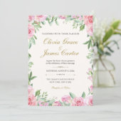 Faire-part de mariage Roses Blush | Floral éditabl (Debout devant)
