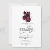 Faire-part de mariage Roses Bourgogne (Devant)