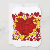 Faire-part de mariage Roses Cœur Jaune et Rouge (Dos)
