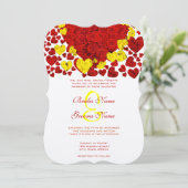 Faire-part de mariage Roses Cœur Jaune et Rouge (Debout devant)