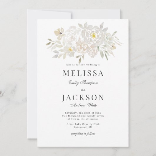 Faire-part de mariage Roses d'aquarelle (Devant)