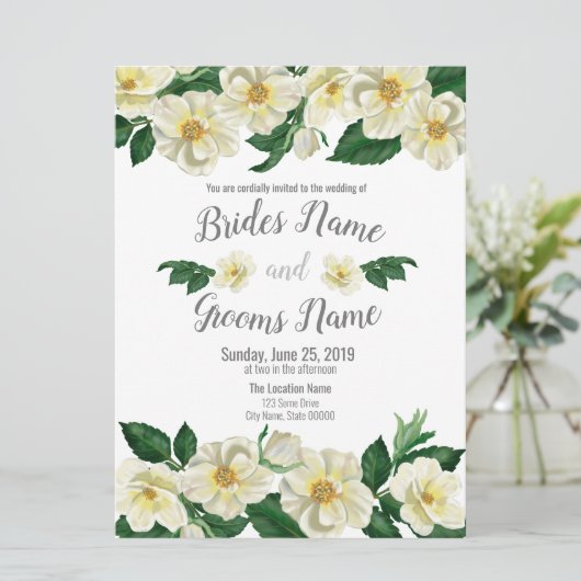 Faire-part de mariage, Roses de pays (Debout devant)