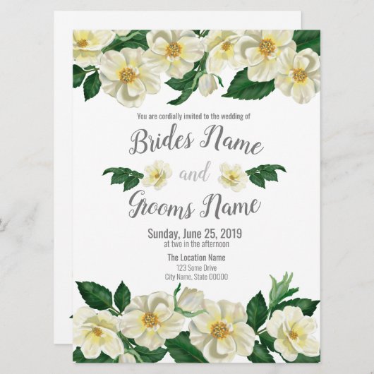 Faire-part de mariage, Roses de pays (Devant / Derrière)