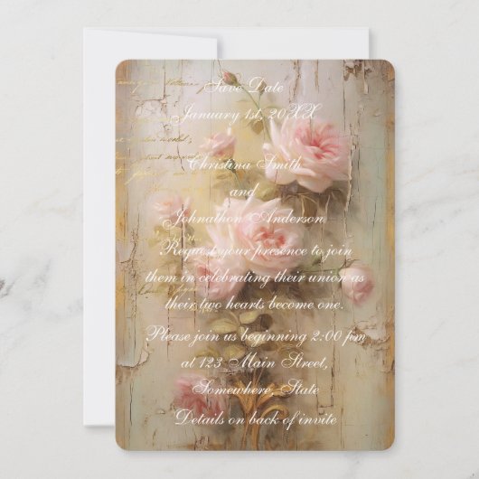 Faire-part de mariage Roses Romantiques (Devant)